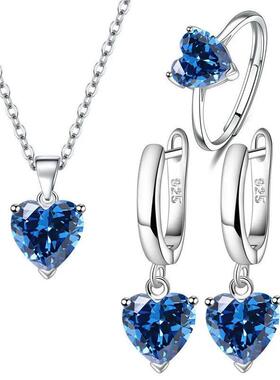 925 Sterling Silver Jewelry Sets For Women Heart Zircon Ring