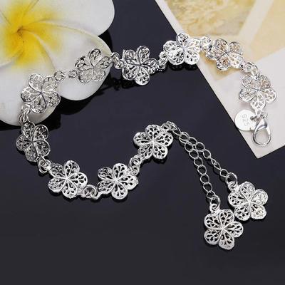 Hot sale silver color bracelet beautiful flowers for women c