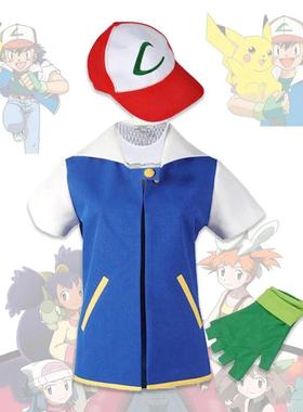 Cosplay Pokemon Anime Ash Ketchum Blue Jacket Costume Clothe