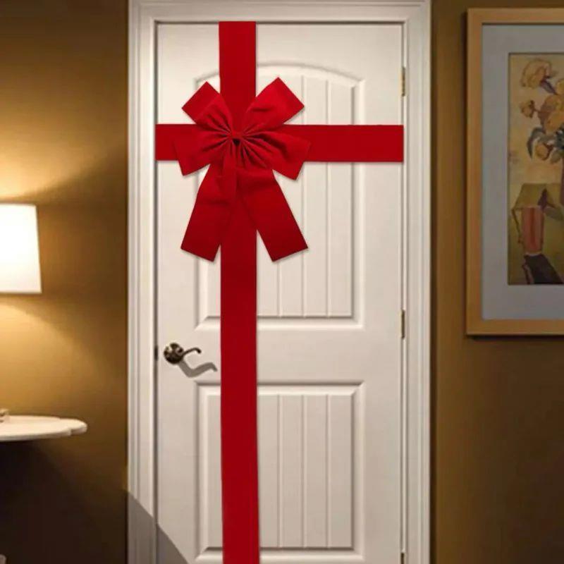 Big Ribbon Bow Christmas Red Redbow Front Door Decorations H