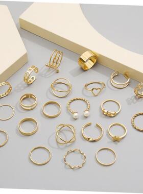22pcs set New butterfly rings open joint ring set套装戒指女