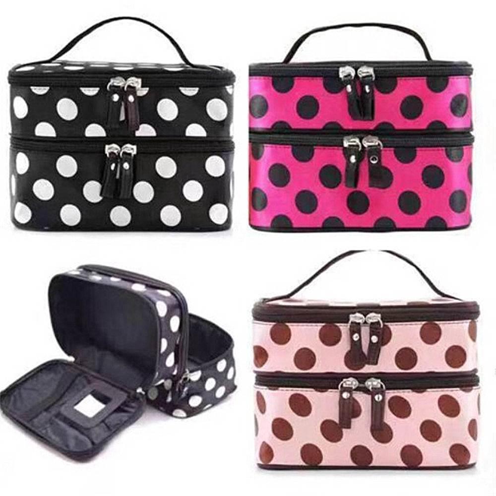 Double Zip Women Cosmetic Bag Large Capacity Makeup Bag Wate