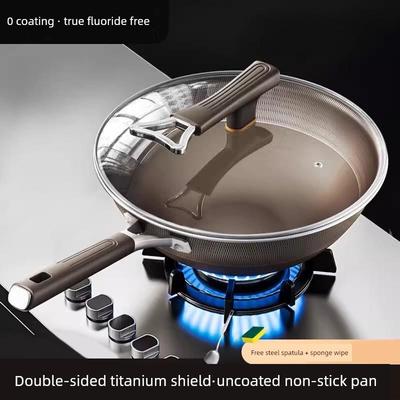 non stick titanium pan uncoated stir fry pan cooking pot 锅