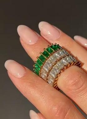 opening rings women爆闪戒指新款小众高级感满钻锆石开口戒指女