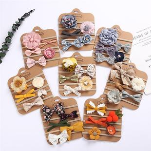 Girl Headbands Hair Set Bands Elastic Baby Bows 5Pcs Newborn