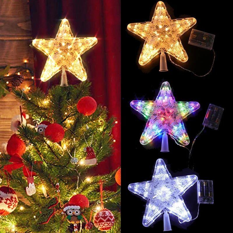 Lighted Star Christmas Tree Topper Pentagram Xmas Tree top D