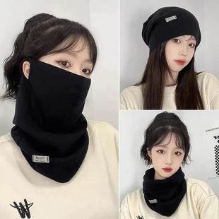 新款千鸟格针织面罩秋冬韩版百搭防风保暖多功能围脖颈脖围巾