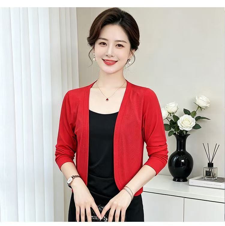 冰丝防晒轻薄透气七分袖披肩开衫