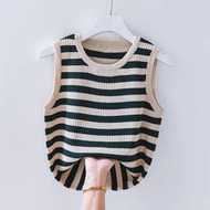 夏季新款百搭宽松针织条纹背心无袖吊带背心初秋无袖上衣外穿内搭