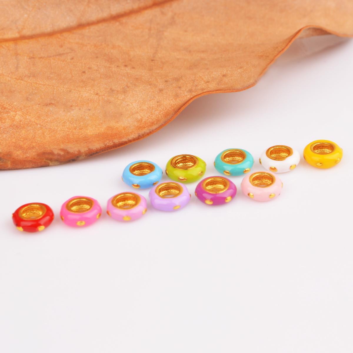 久不掉色女彩虹钱币超级小沙金小圆圈diy编织项链配饰福字跑环