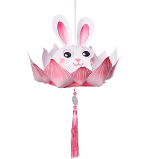 新马年春节元宵节手工制作diy材料包兔子莲幼儿园童古风荷花灯笼