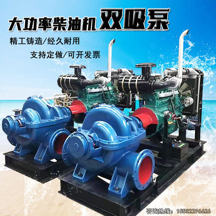 卧式单级双吸离心泵高压高扬程大流量农用抽水机380v大型工业水泵