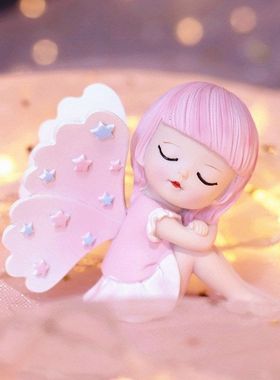 摆可爱烘焙之翼女孩蛋糕货车天使