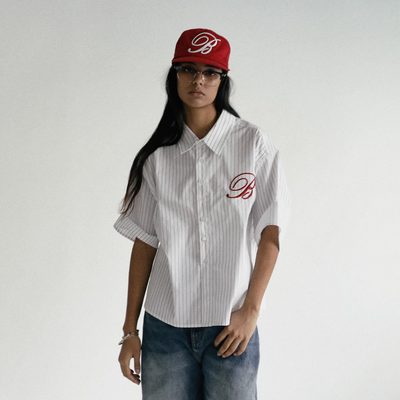 BADBLOOD 23SS夏季新款条纹短袖衬衫男女同款休闲宽松百搭上衣