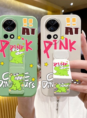 适用华为Nova13手机壳12Pro卡通11ultra绿色鳄鱼Nova10Pro防摔磁吸支架Nova9/8/7/6/5/4/3可折叠腕带硅胶软壳