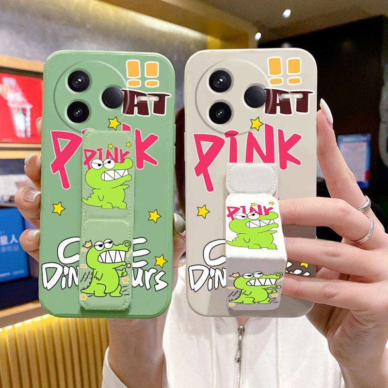 红米k80Pro手机壳小绿鳄k70至尊版背贴带支架k60E可横竖屏磁吸折叠支架红米K50/K40/K30/K20硅胶软壳个性潮牌