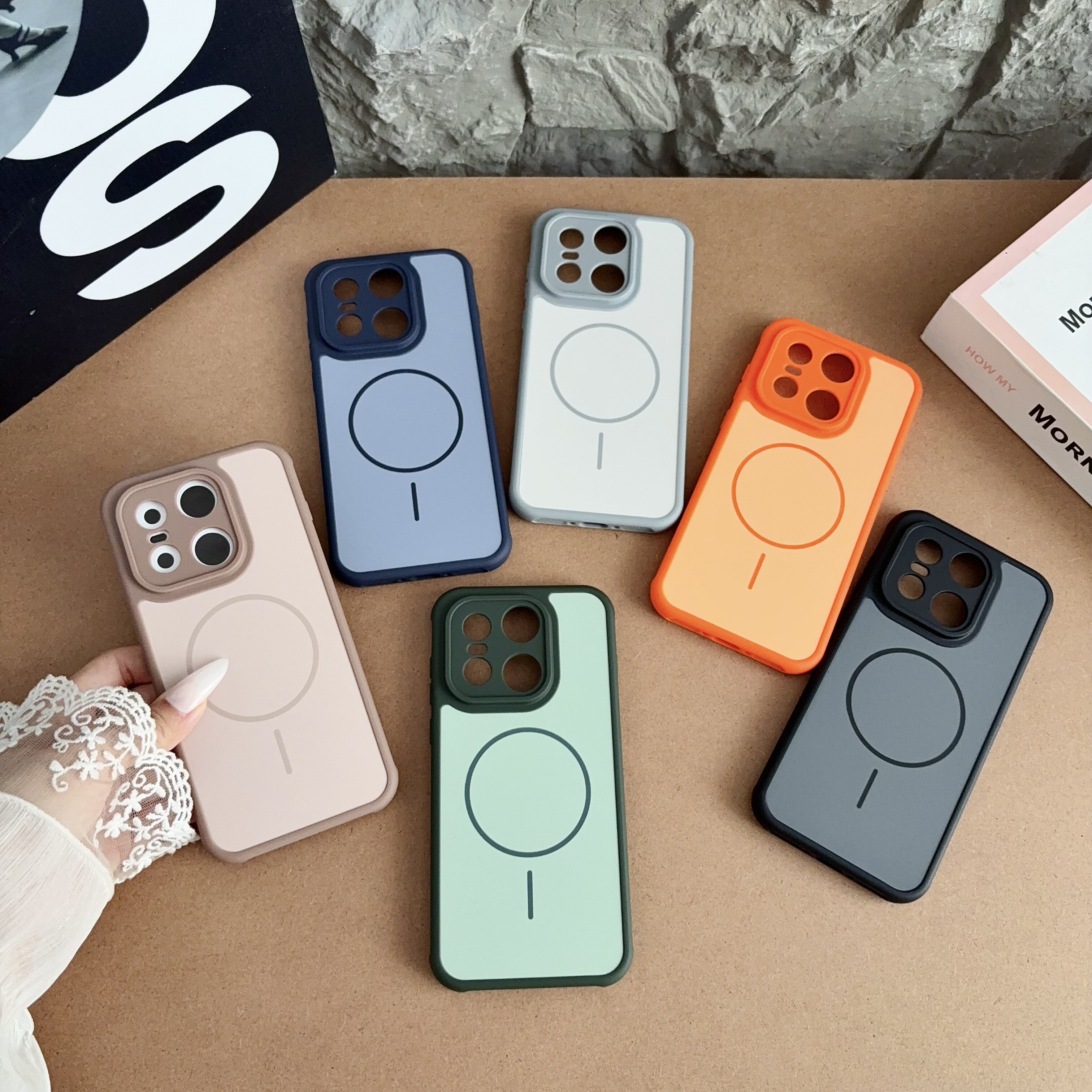 撞色ins风磁吸适用于一加15/15t手机壳新款1+15T肤感侧边网孔oneplus15T精孔镜头简约防摔亚克力情侣款保护套
