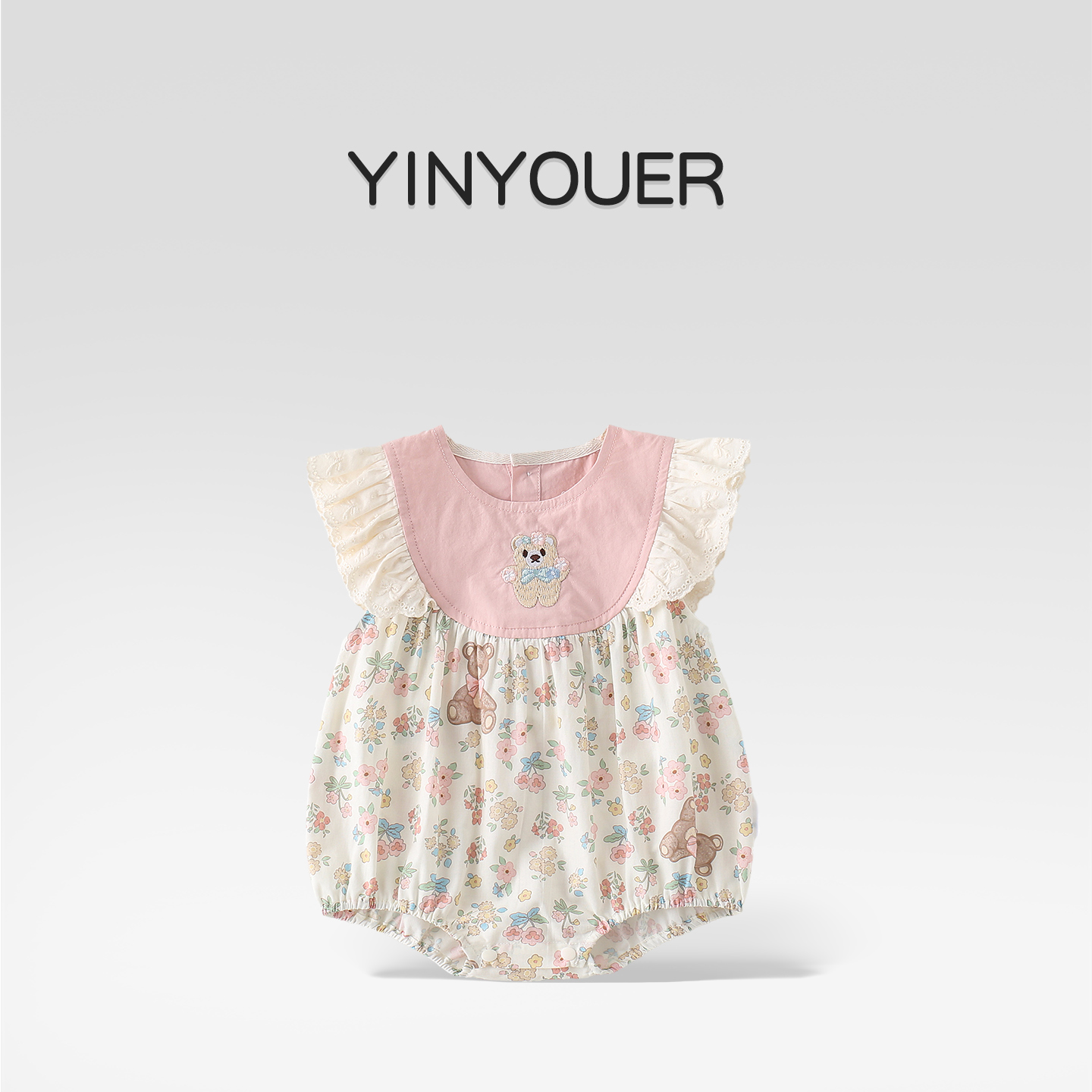 婴儿夏季薄款碎花公主包屁衣纯棉