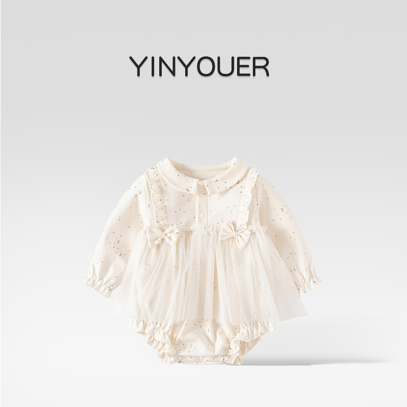 春秋季女宝宝网纱公主哈衣裙