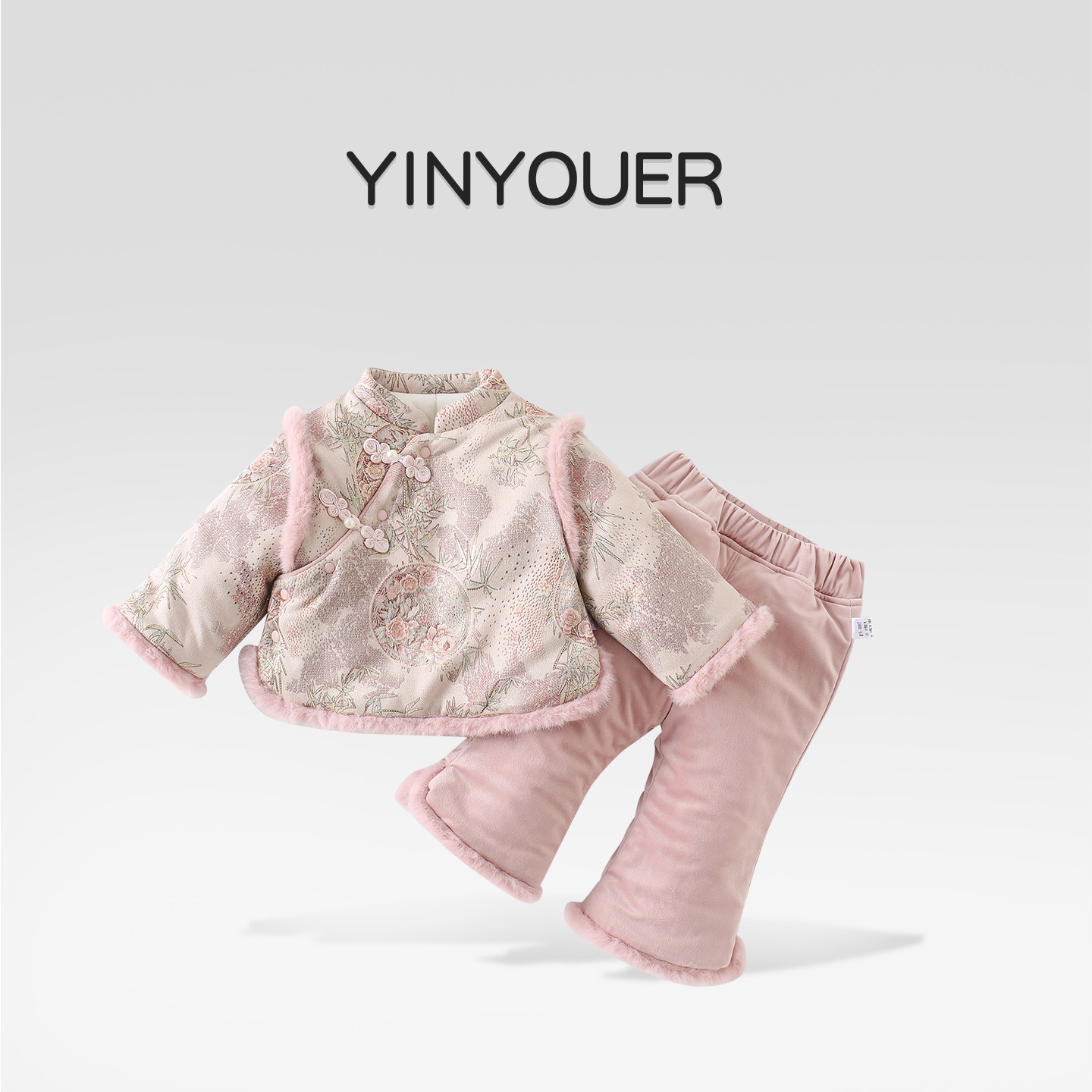 女宝宝冬装套装一周岁婴儿衣服冬季棉服分体两件套唐装女童拜年服