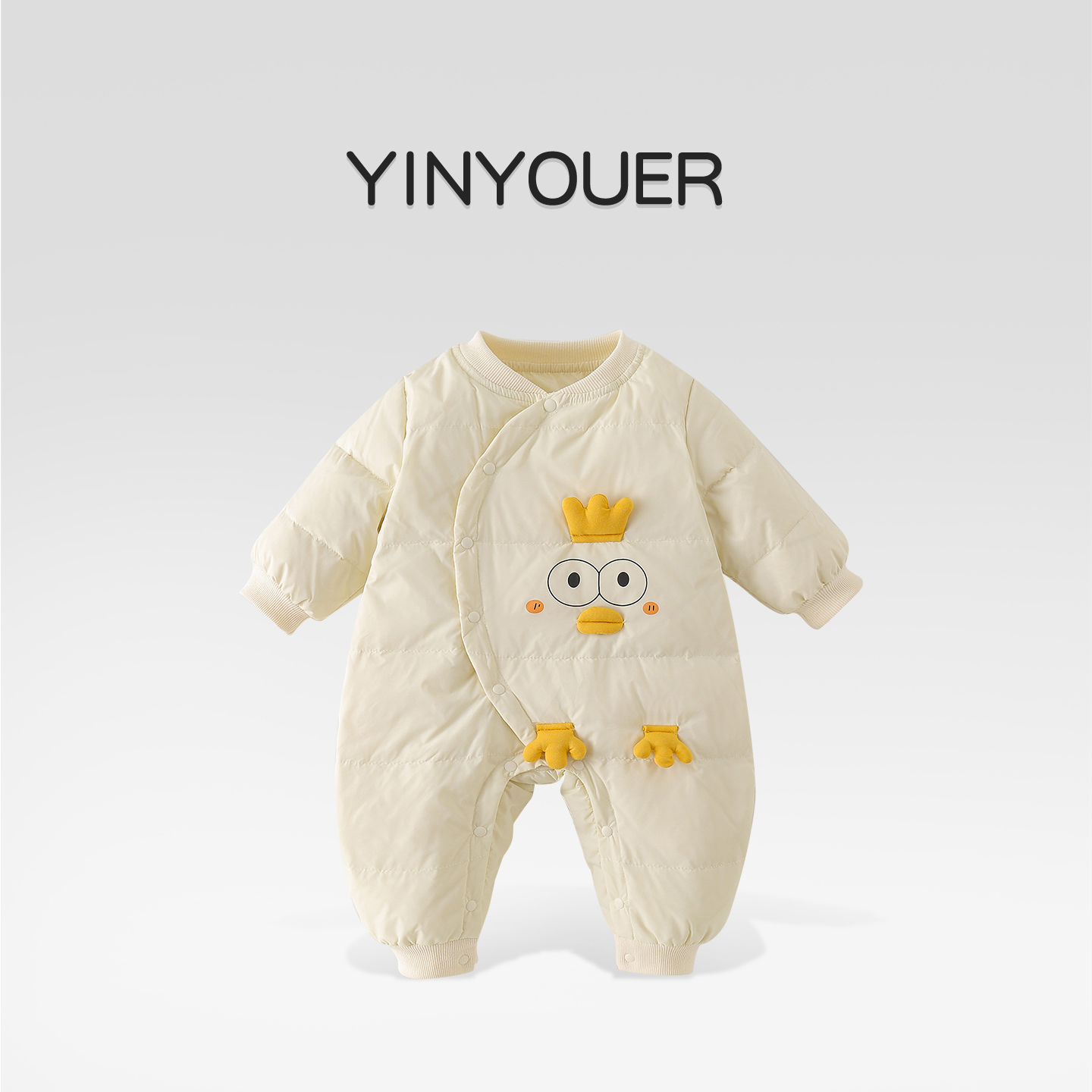 婴儿秋冬轻薄羽绒连体衣保暖外套