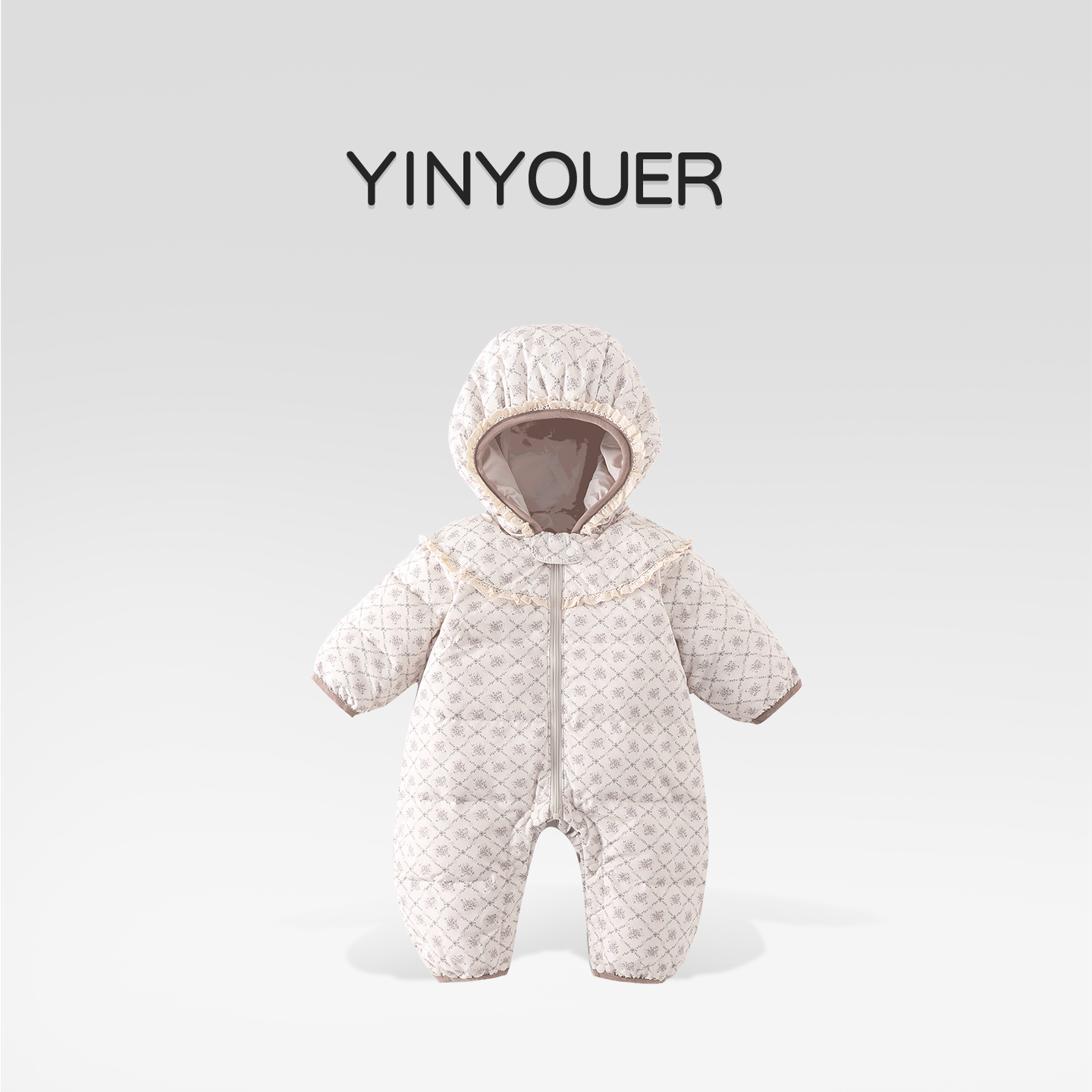 婴儿轻薄羽绒连体衣秋冬季外出服