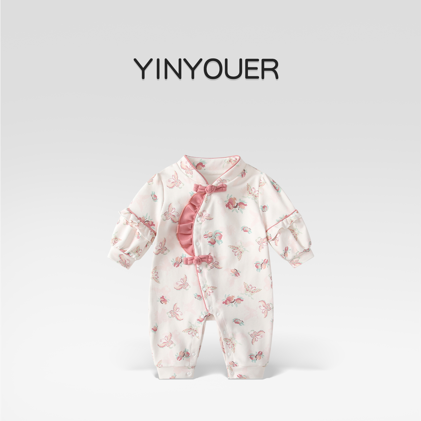 中国风百天婴儿春秋季公主连体衣