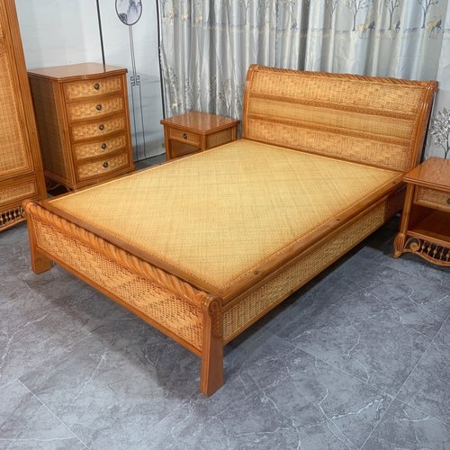 腾床酒店家具1.8米藤编单双人床