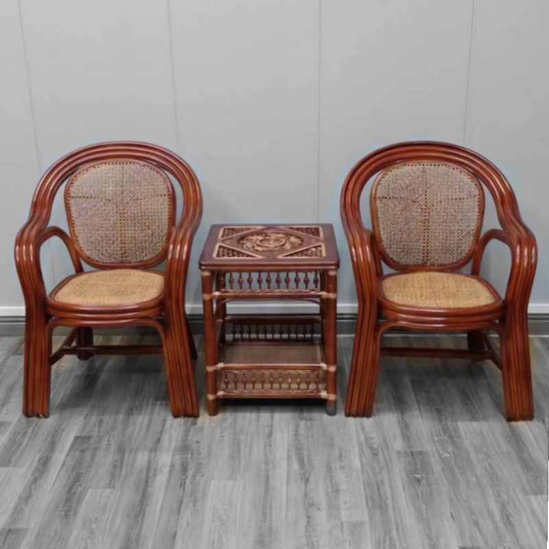 舒适天然真藤椅三件套