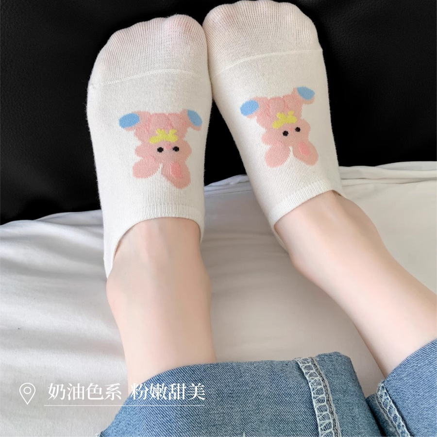小熊浅口不掉跟隐形袜防滑船袜
