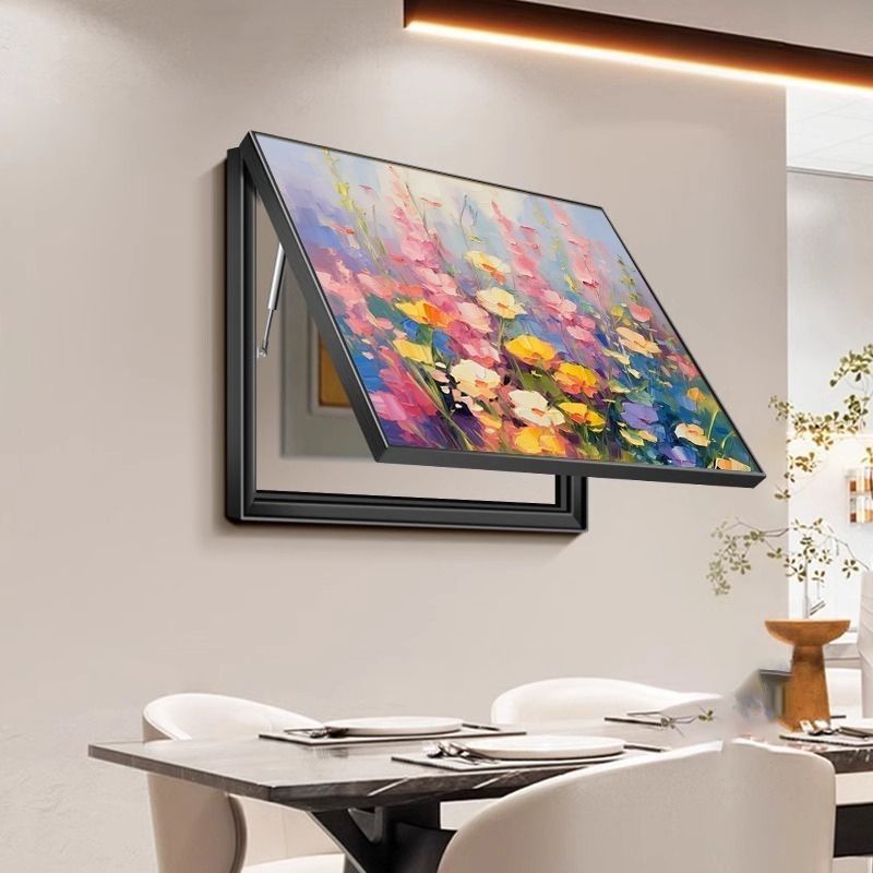 奶油风彩色花卉电表箱挂画客厅餐厅电闸配电箱网线盒遮挡装饰画图片