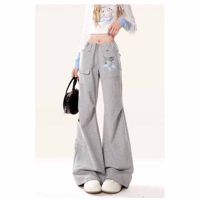 自然涩韩系早春穿搭休闲微喇裤女2026春秋季新款修身运动喇叭裤子