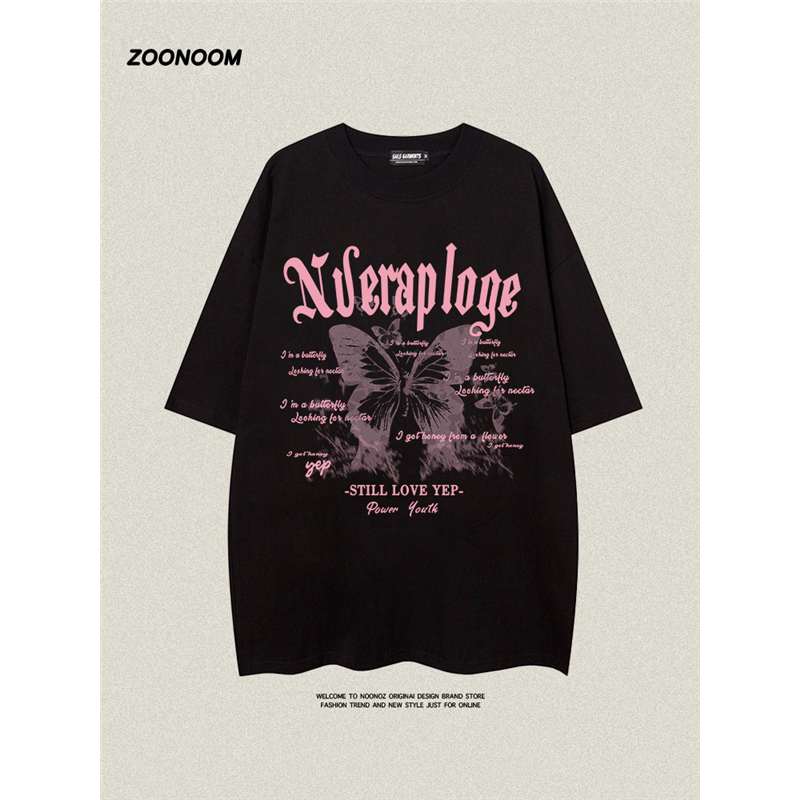 美式复古潮牌短袖t恤女夏2026新款爆款夏季高街宽松黑色纯棉体恤