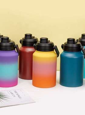 户外304不锈钢大容量太空壶64oz露营保温冰桶128oz便携保温壶