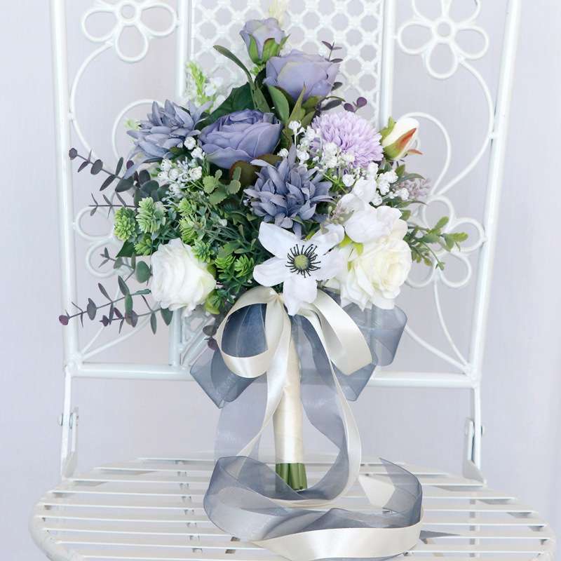 欧式婚礼新娘手捧花仿真花家居装饰花束结婚户外拍照道具场景布置