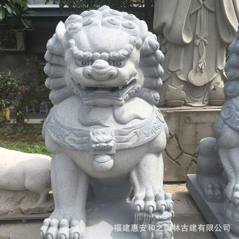 福建天然石雕狮子 欧式蹲狮趴狮多种造型图 传统工艺雕刻