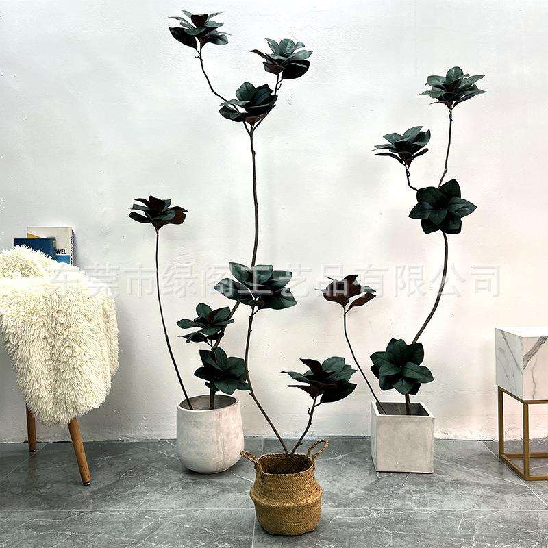 仿真玉兰树花艺软装装饰假花落地仿真绿植植物盆栽轻奢款