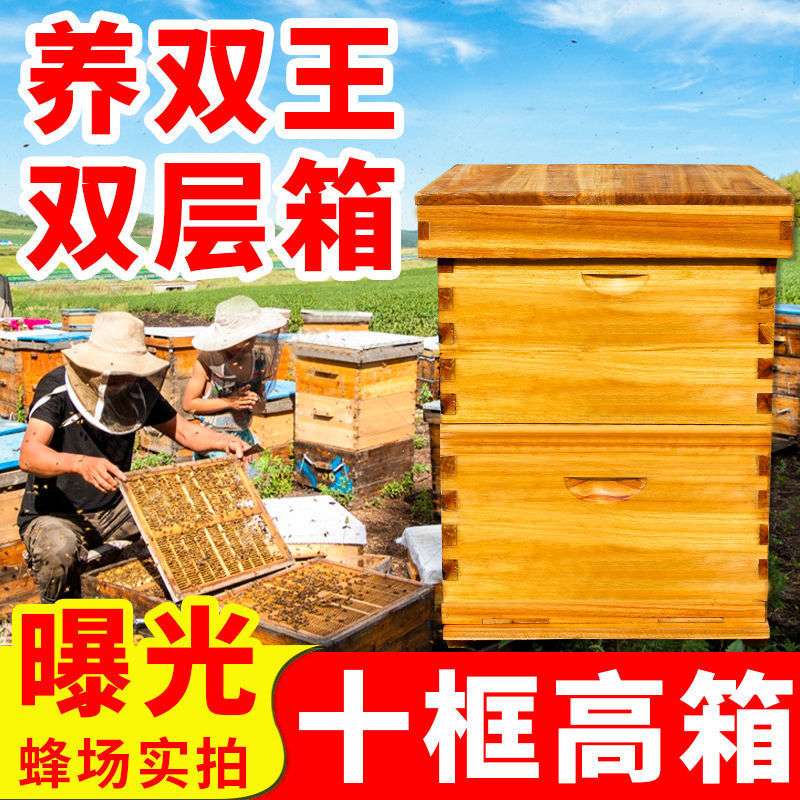 蜜蜂箱全套标准十框煮蜡高箱中意蜂专用带继箱双层双王箱蜂桶蜂具