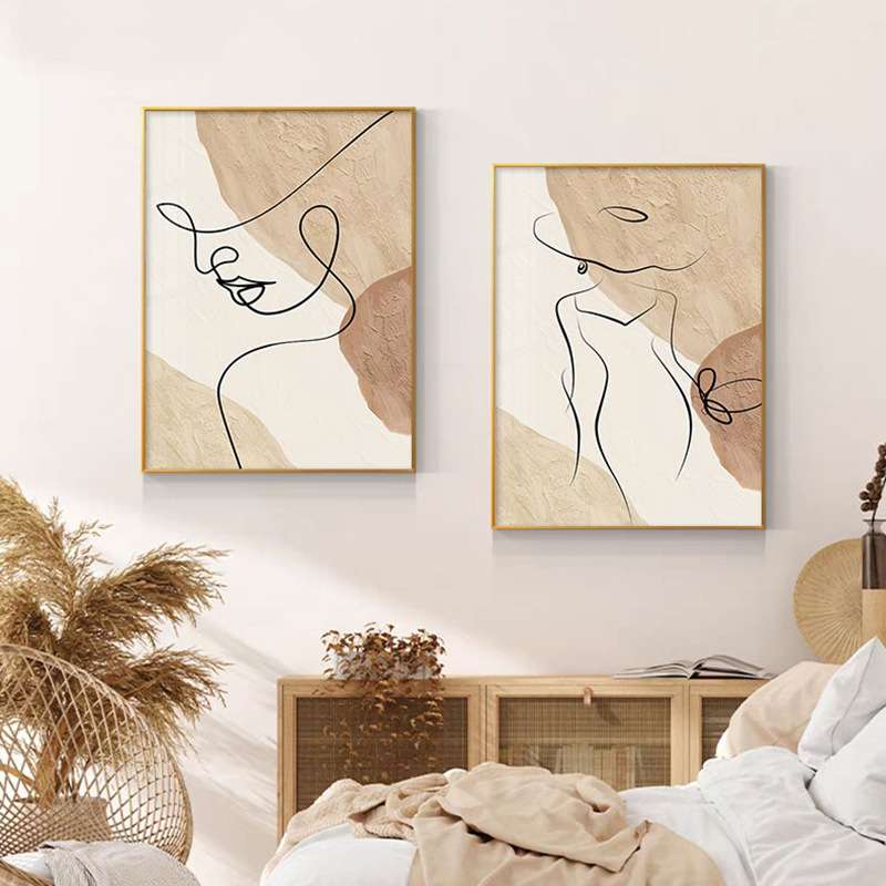 抽象线条艺术人物客厅装饰画简约现代沙发背景落地画轻奢玄关挂画图片