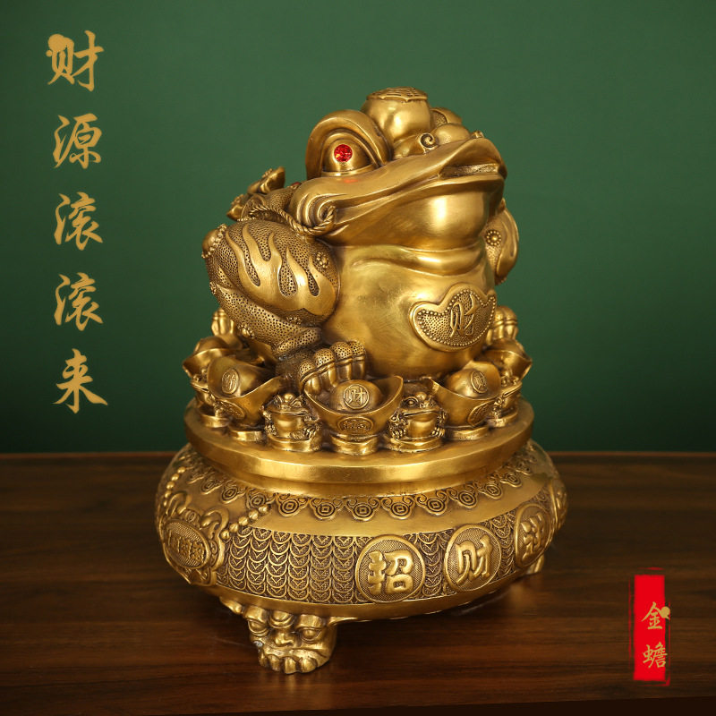 虎年摆件新品厂家批发招财金蟾聚宝盆财源滚滚家居客厅装饰品铜艺
