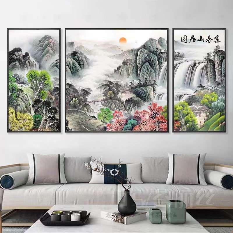 2019新款富春山居图山水画 点贴钻十字绣钻石绣客厅5d钻石画满钻