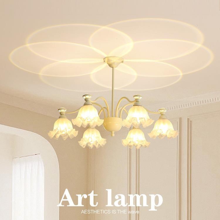 法式复古奶油风吊灯花朵网红氛围玻璃客厅大气餐厅灯书房卧室灯具