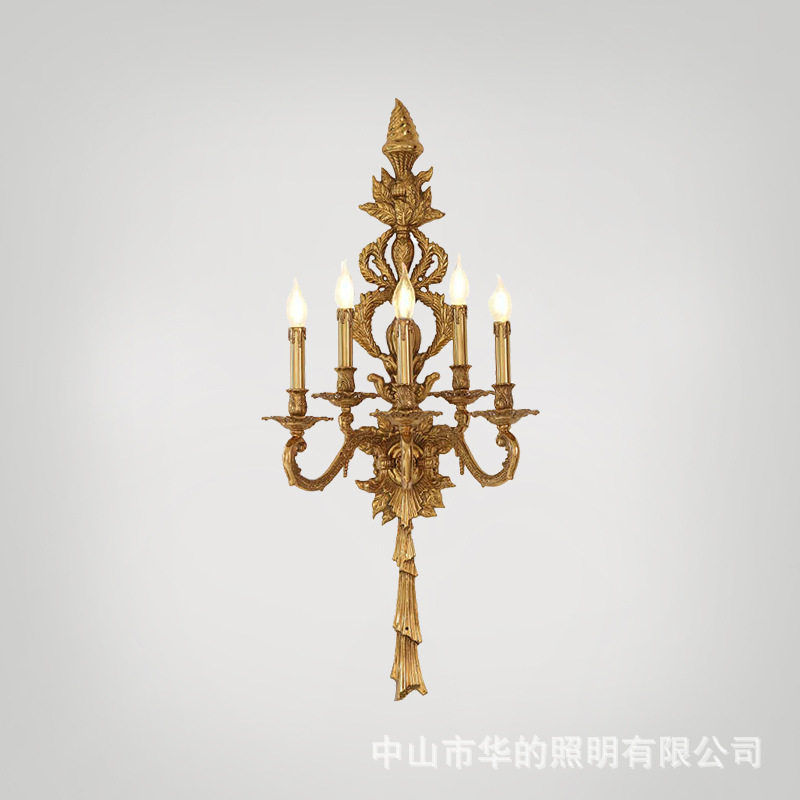 法式全铜壁灯欧式复古客厅走廊玄关灯奢华大气过道别墅墙蜡烛灯具