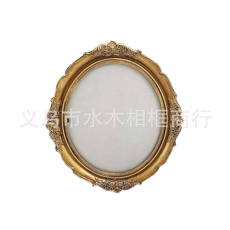 装饰画画框镜框  复古法式美式圆形古典轻奢相框（含有机玻璃）图片