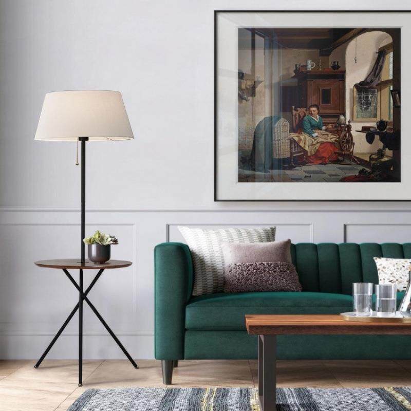 旭呈茶几落地灯客厅卧室床头灯带置物架托盘一体日式美式立式台灯