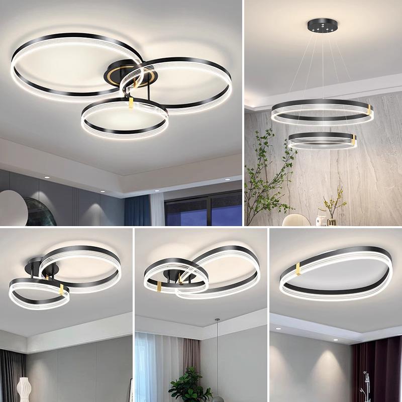 圆环形客厅主灯现代简约大气轻奢吊灯2024新款吸顶灯全屋中山灯具