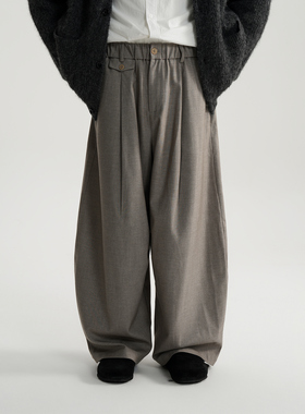 AWT25AW  茧型羊毛花纱宽松西裤 秋冬简约百搭宽松阔腿气球裤男女