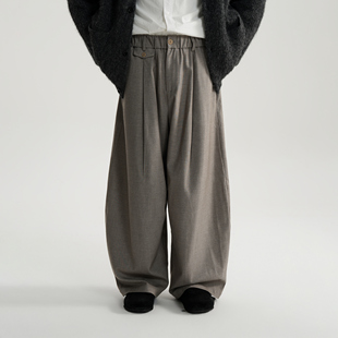 男女 秋冬简约百搭宽松阔腿气球裤 AWT25AW 茧型羊毛花纱宽松西裤