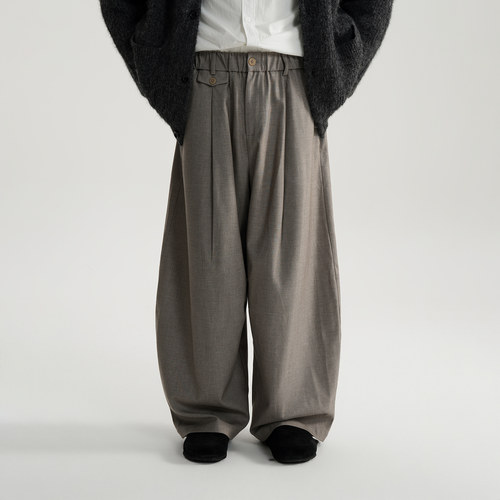 AWT25AW  茧型羊毛花纱宽松西裤 秋冬简约百搭宽松阔腿气球裤男女