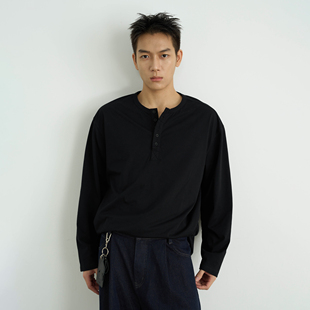 高级感休闲百搭针织TEE男女 T恤 AWT25AW sorona240G亨利领长袖